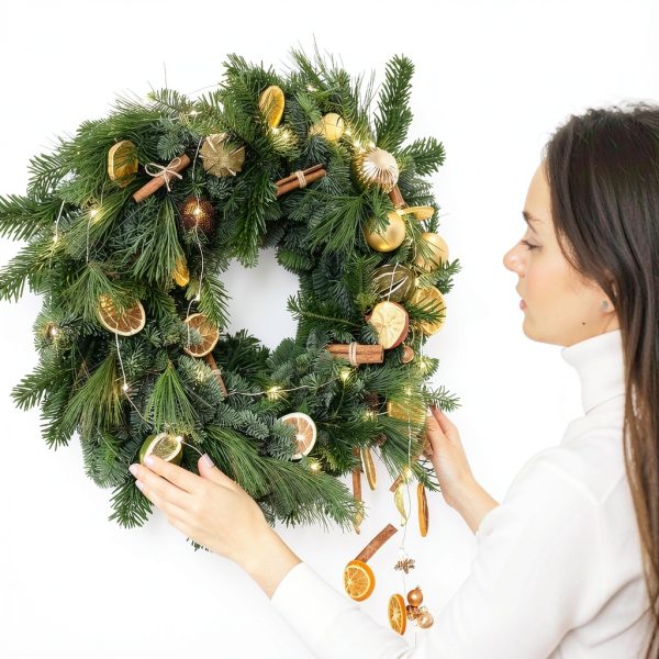 Worown Natural Pine Grapevine Wreath 12 Inch Round Decorative-5