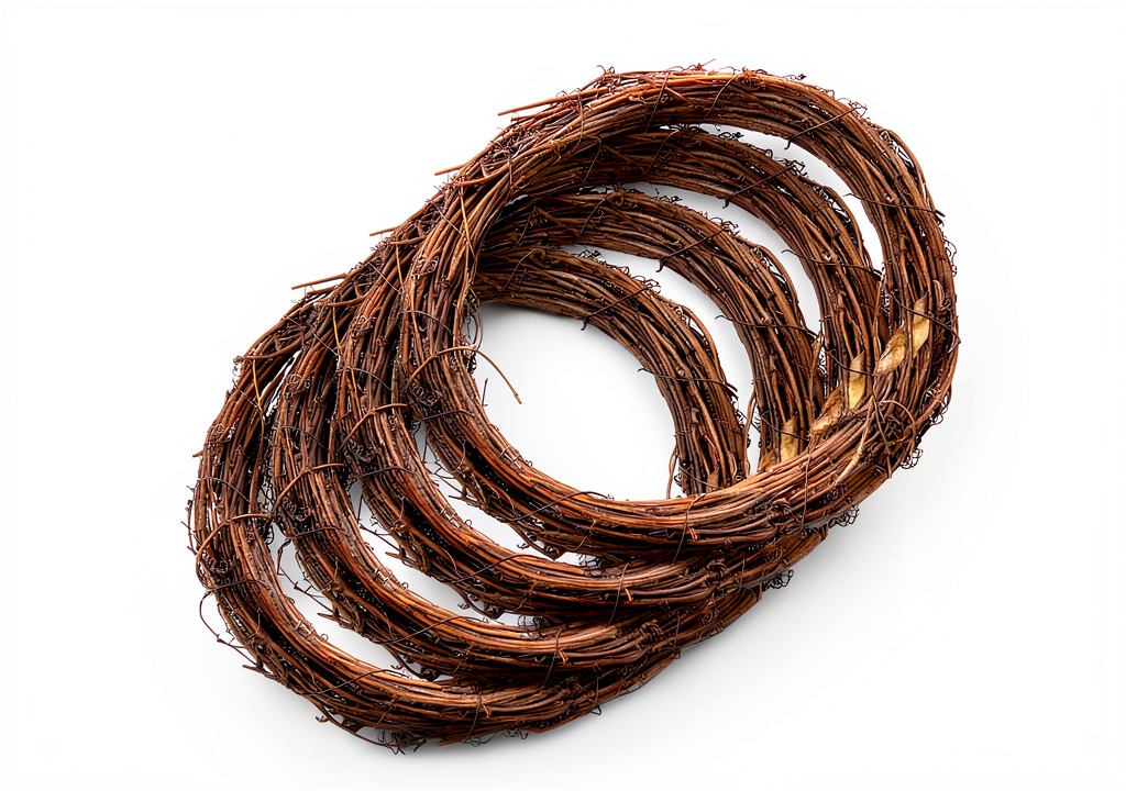 Installing Worown Natural Pine Grapevine Wreath 12 Inch Round Decorative on a wooden door frame