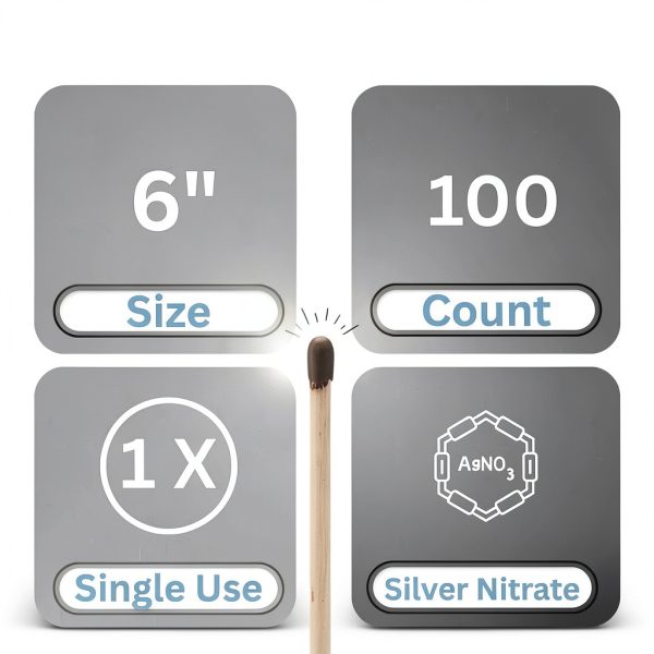 SurgiMac Silver Nitrate Wooden Caustic Sticks Applicator 100 Count-1
