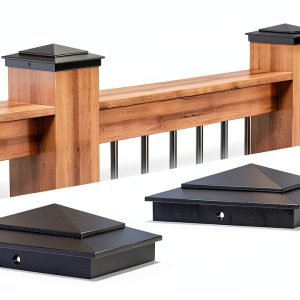 20-Pack Aluminum 6x6 Post Caps for Deck Railing(Actual 5.5" x 5.5"), Fence Post Caps with Screws, Black Pyramid Deck Posts Cap for Wooden Rail, Waterproof Metal Deck Cover for Mailbox-0