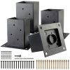 (4 PCS) LADECH 4x4 Post Anchor Base with Bottom Drainage Hole, Black Powder Coated Brackets for Fence Posts, Pergola, Mailbox Post, Come with Wood Screws and Concrete Anchors (4, 4x4)-0