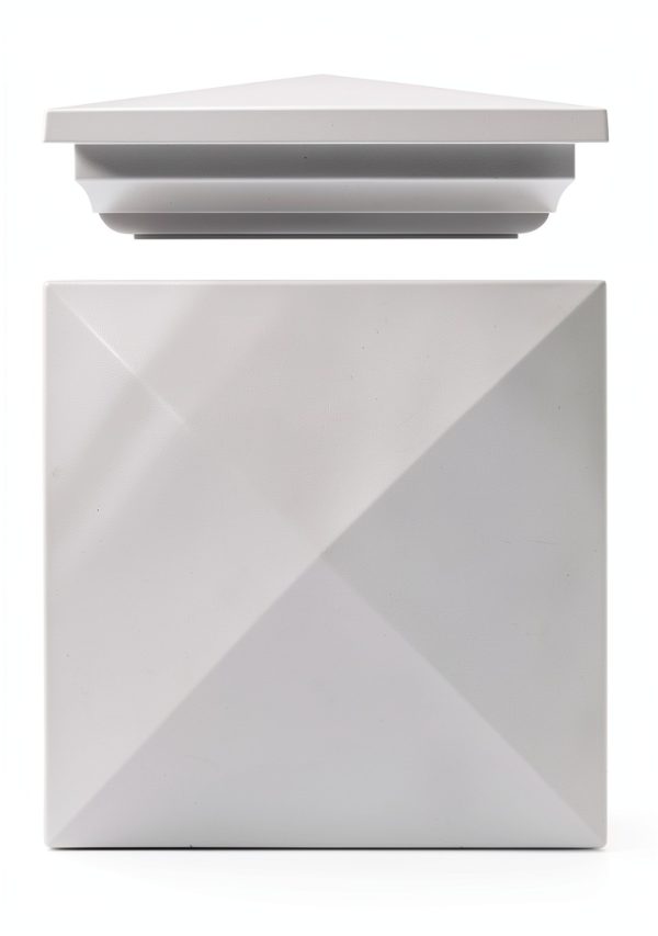 Canomo 4 x 4 White Vinyl New England Post Caps Pyramid Square Fence Post Top for 4" x 4" Vinyl Fence Post, Waterproof, Moisture-Proof and UV Resistant, 2 Packs-4