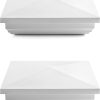 QWORK Vinyl Fence Post Cap, 2 Pack 5" x 5" PVC Square Fence Post Top Cover, New England Pyramid Style, for Mailbox, Lamp Post, Deck, Dock, Piling Caps, White-5