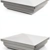 QWORK Vinyl Fence Post Cap, 2 Pack 5" x 5" PVC Square Fence Post Top Cover, New England Pyramid Style, for Mailbox, Lamp Post, Deck, Dock, Piling Caps, White-0