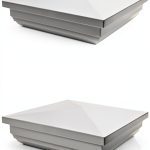 QWORK Vinyl Fence Post Cap, 2 Pack 5" x 5" PVC Square Fence Post Top Cover, New England Pyramid Style, for Mailbox, Lamp Post, Deck, Dock, Piling Caps, White-0