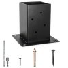 (4 PCS) LADECH 4x4 Post Anchor Base with Bottom Drainage Hole, Black Powder Coated Brackets for Fence Posts, Pergola, Mailbox Post, Come with Wood Screws and Concrete Anchors (4, 4x4)-2