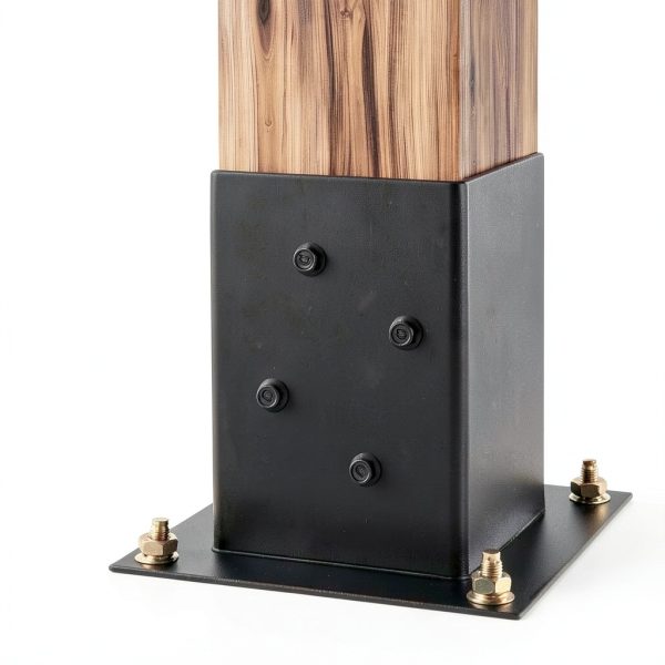 (4 PCS) LADECH 4x4 Post Anchor Base with Bottom Drainage Hole, Black Powder Coated Brackets for Fence Posts, Pergola, Mailbox Post, Come with Wood Screws and Concrete Anchors (4, 4x4)-4