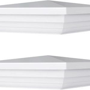 Canomo 4 x 4 White Vinyl New England Post Caps Pyramid Square Fence Post Top for 4" x 4" Vinyl Fence Post, Waterproof, Moisture-Proof and UV Resistant, 2 Packs-0