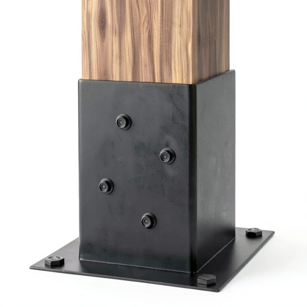 (4 PCS) LADECH 4x4 Post Anchor Base with Bottom Drainage Hole, Black Powder Coated Brackets for Fence Posts, Pergola, Mailbox Post, Come with Wood Screws and Concrete Anchors (4, 4x4)-5