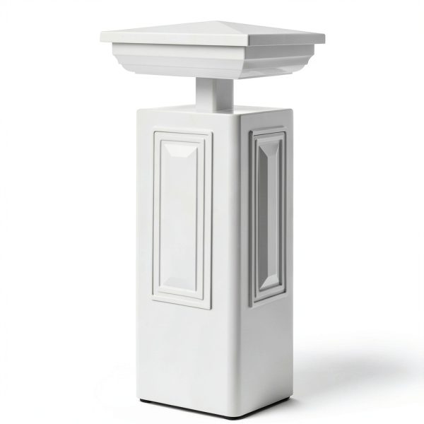 Canomo 4 x 4 White Vinyl New England Post Caps Pyramid Square Fence Post Top for 4" x 4" Vinyl Fence Post, Waterproof, Moisture-Proof and UV Resistant, 2 Packs-7