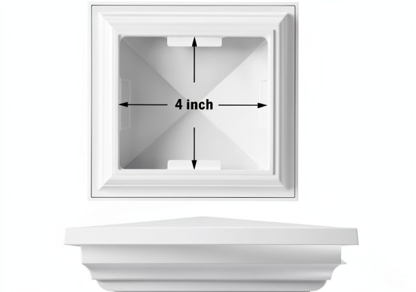 Canomo 4 x 4 White Vinyl New England Post Caps Pyramid Square Fence Post Top for 4" x 4" Vinyl Fence Post, Waterproof, Moisture-Proof and UV Resistant, 2 Packs-3