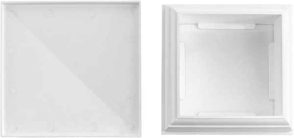 QWORK Vinyl Fence Post Cap, 2 Pack 5" x 5" PVC Square Fence Post Top Cover, New England Pyramid Style, for Mailbox, Lamp Post, Deck, Dock, Piling Caps, White-6